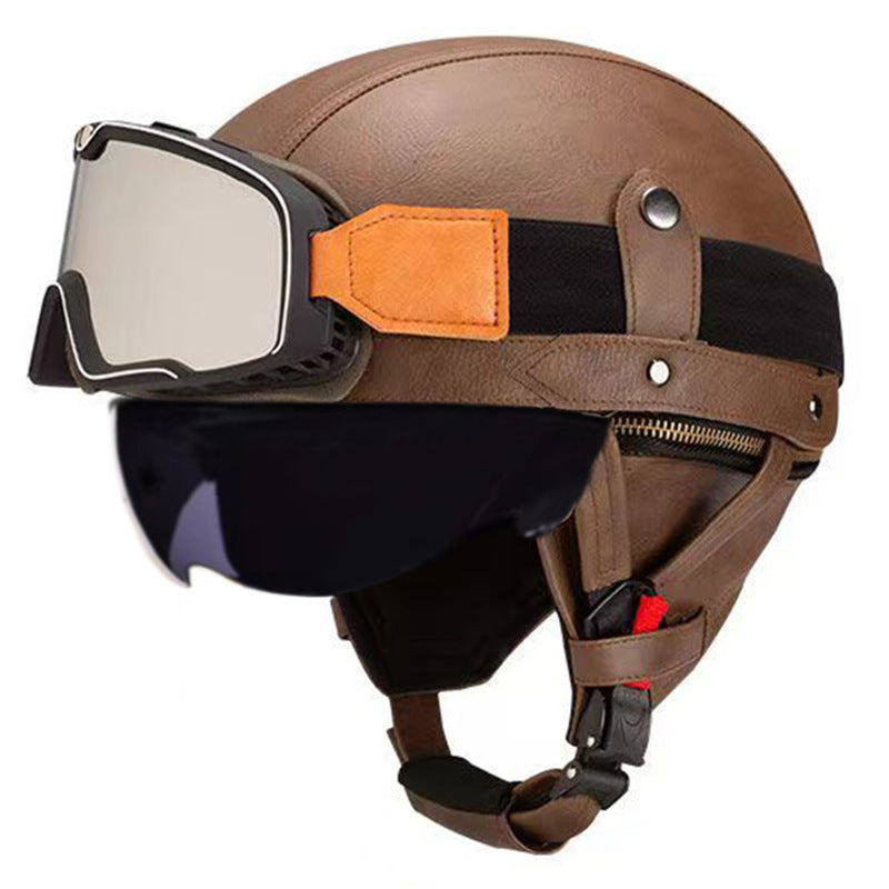 Retro German Motorcycle Half Helmet DOT Certified - I06