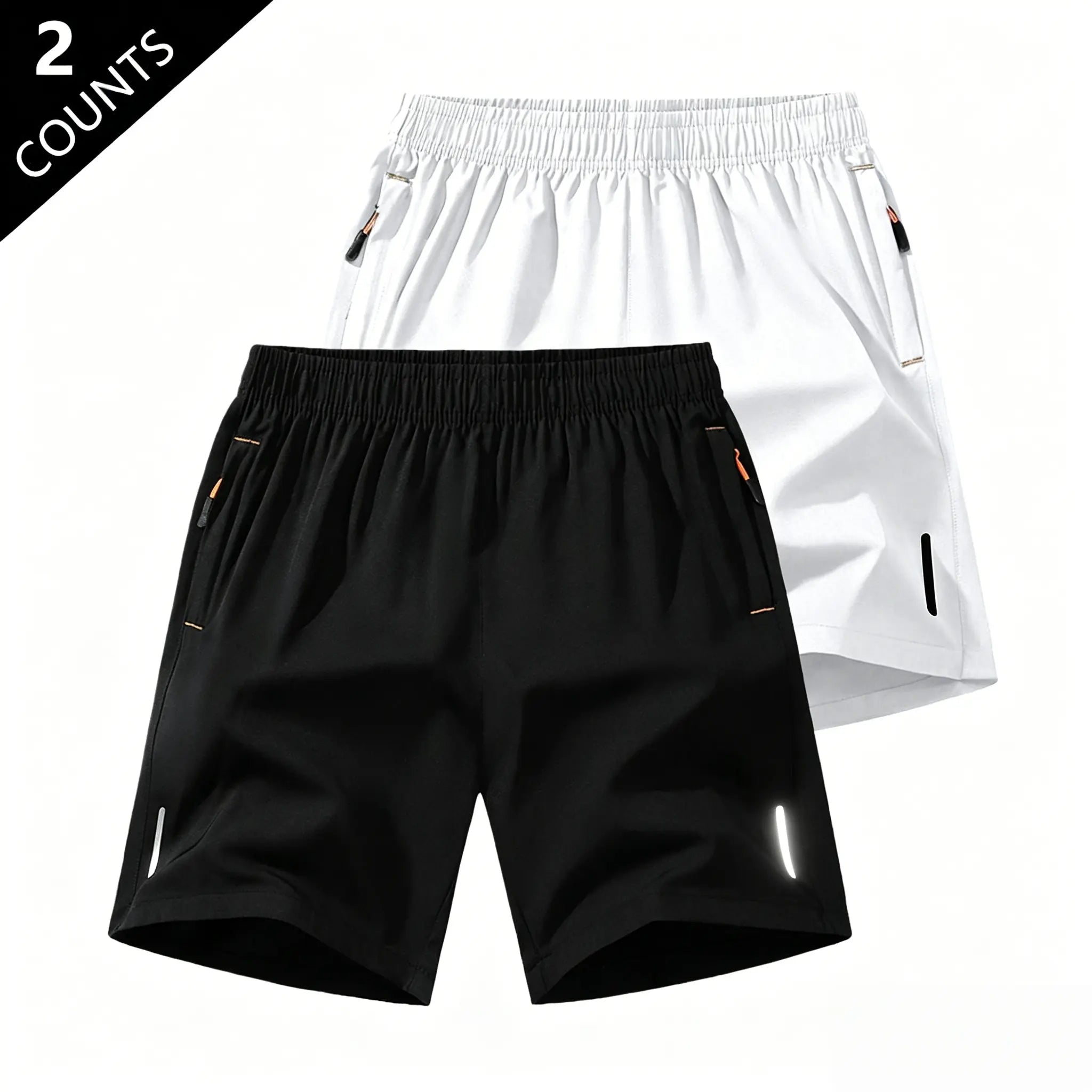 Men's Solid-Color Casual Summer Shorts with Zippered Pockets (97% Polyester/3% Spandex) - Tropical Beige