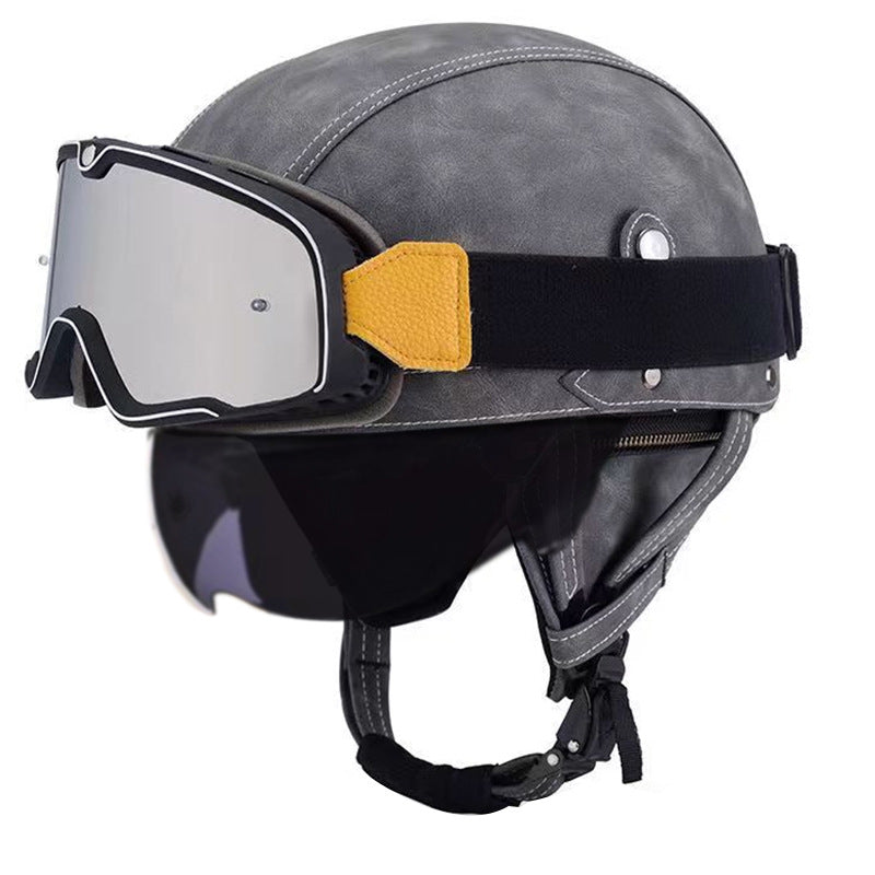 Retro German Motorcycle Half Helmet DOT Certified - I06