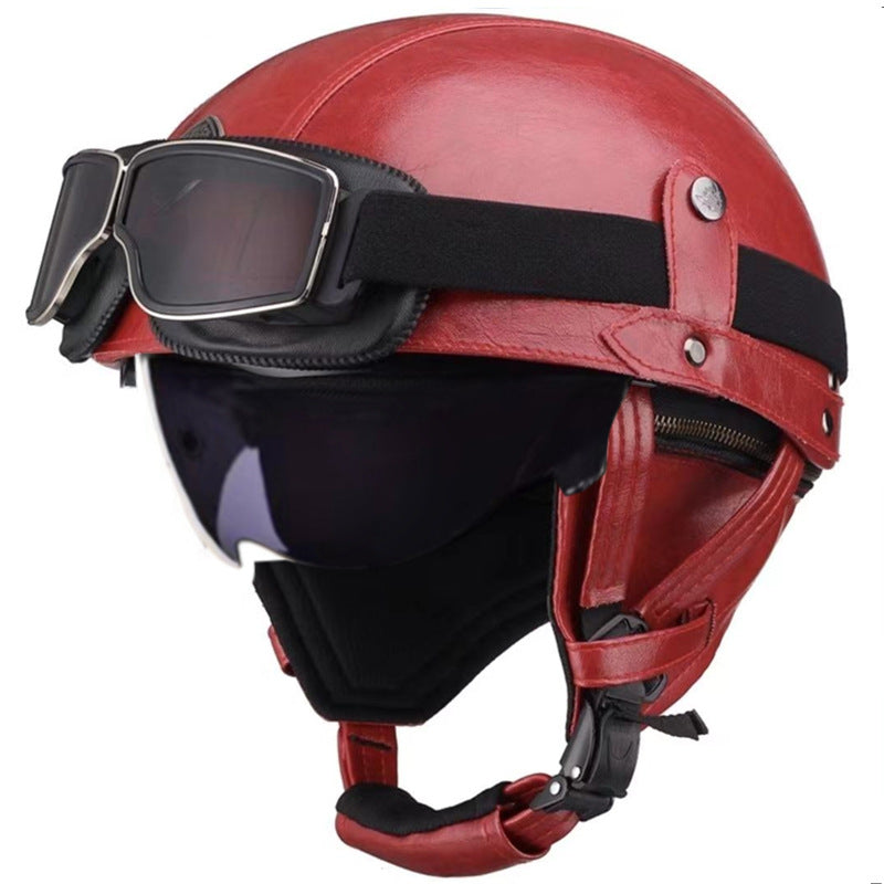 Retro German Motorcycle Half Helmet DOT Certified - I06