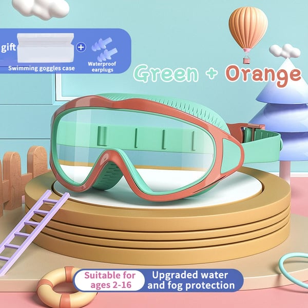 🏊‍♂️ ✨HD children's large frame waterproof and anti-fog swimming goggles