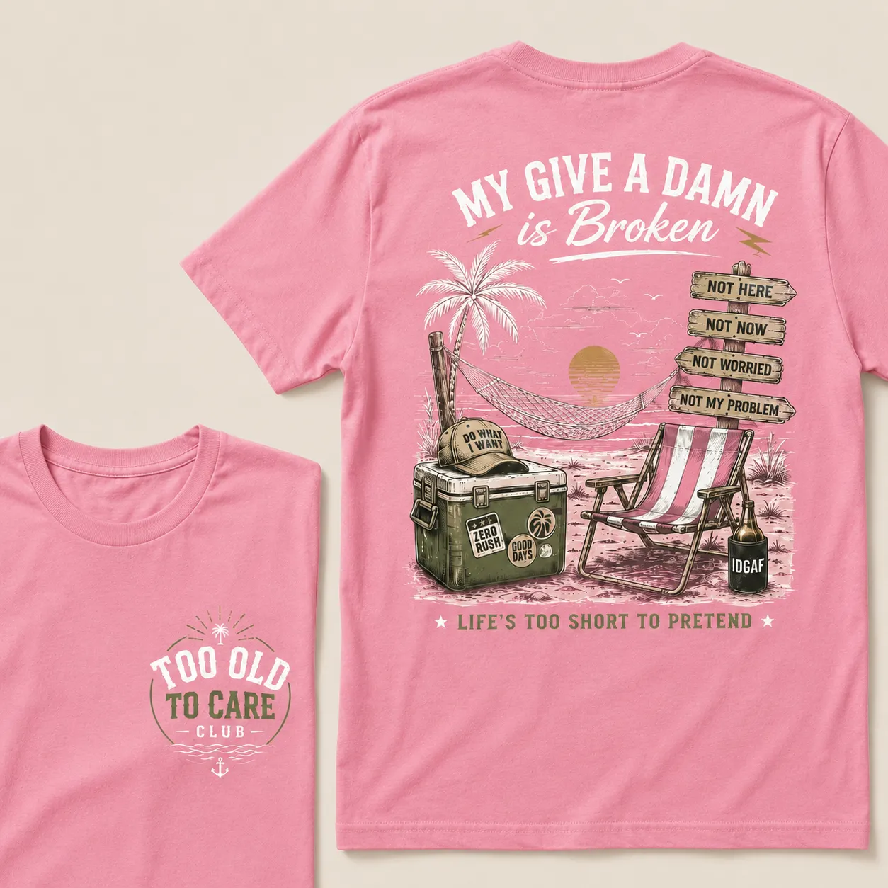 My Give A Damn Is Broken Beach Retro T-Shirt