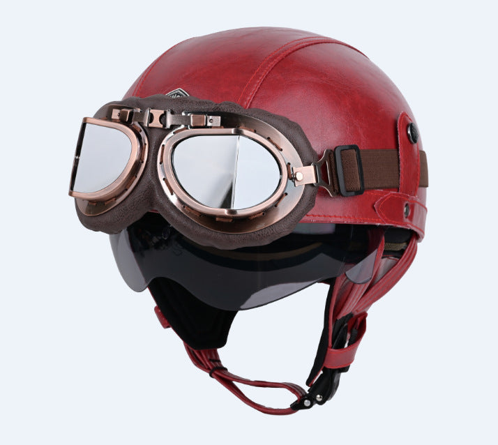 Retro German Motorcycle Half Helmet DOT Certified - I06