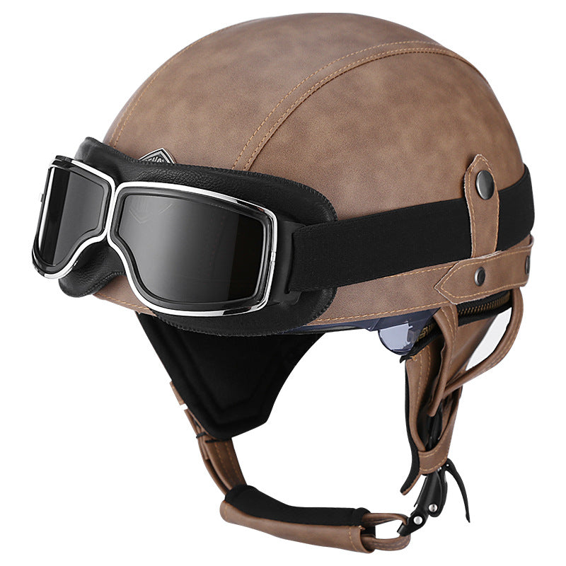 Retro German Motorcycle Half Helmet DOT Certified - I06