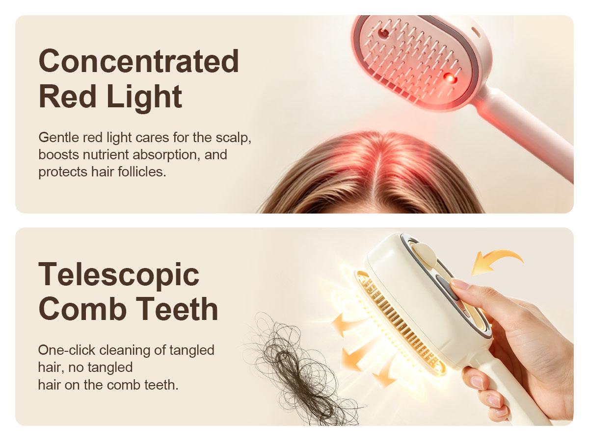 Cloudmades Electric Spray Air Cushion Massage Comb | Self-Cleaning Anti-Tangle | Essential Oil Mist Hair Care Comb | Anti-Static Volumizing Aromatherapy Comb