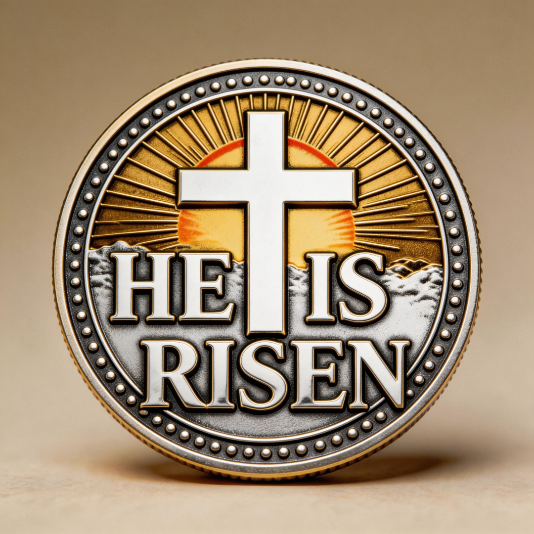 🏆New Year 60% OFF -✝️ HE IS RISEN Christian Faith Challenge Coin