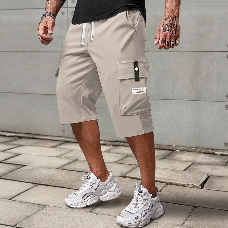 Men's Casual Drawstring Capri Cargo Pants
