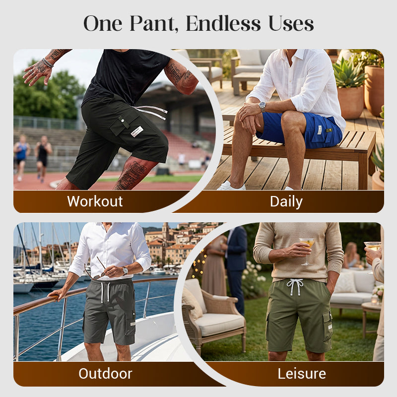 Men's Casual Drawstring Capri Cargo Pants