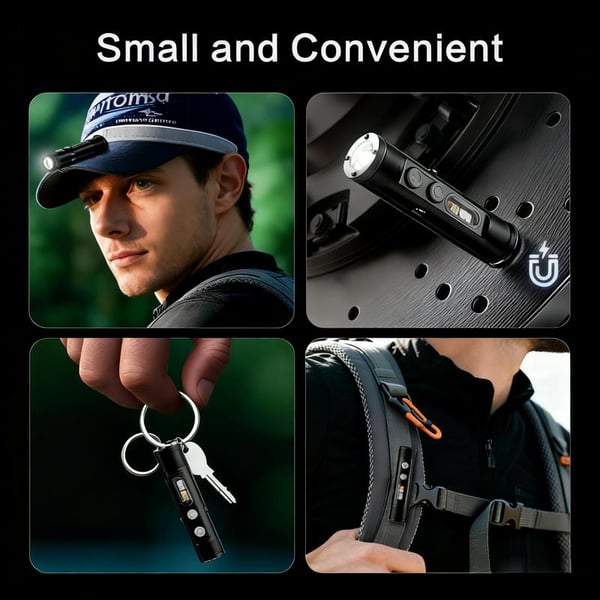 🔦Pocket Rechargeable EDC Flashlight: Mini Keychain Light with Fire Starter & Window Breaker - Silver（Lights only）