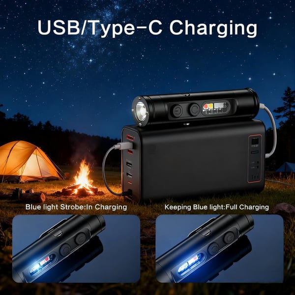 🔦Pocket Rechargeable EDC Flashlight: Mini Keychain Light with Fire Starter & Window Breaker - Silver（Lights only）