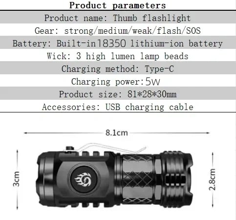 🔥 Three-eyed Monster Mini Flash Super Power Flashlight