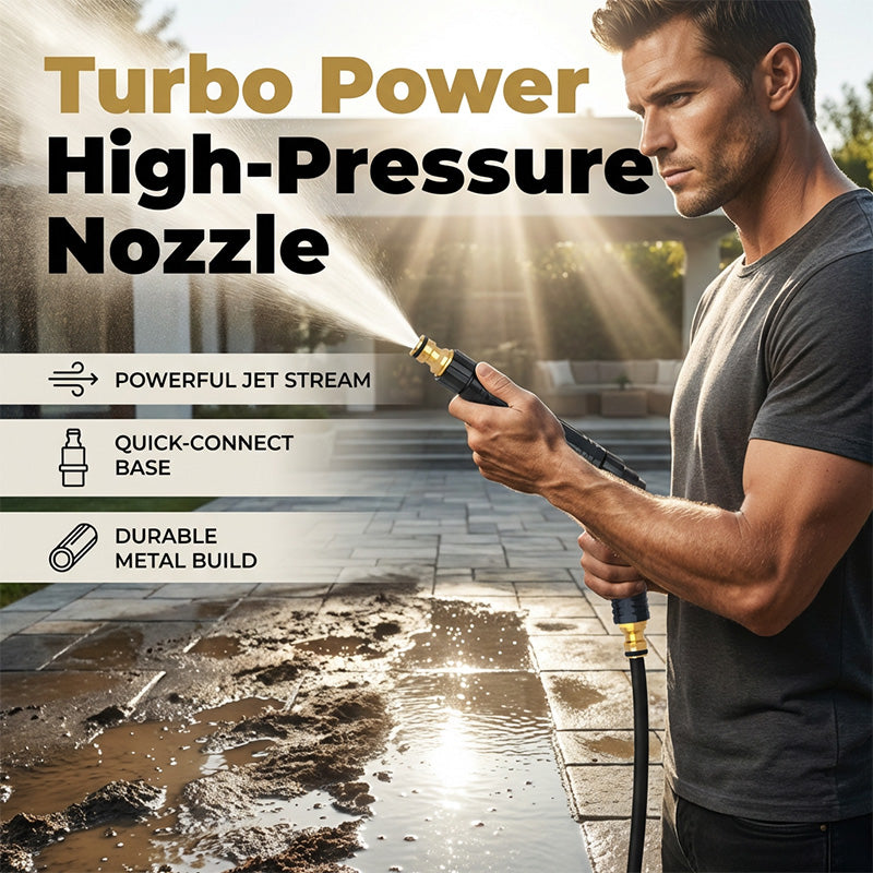 🥳2026 HOT SALE🔫🧼 50% OFF! Turbo Power Water Nozzle – Concentrated jet for tough grime, gentle fan for flowers. Brass connector, leak‑free. Wash at home, save big on car washes. 🚗💨
