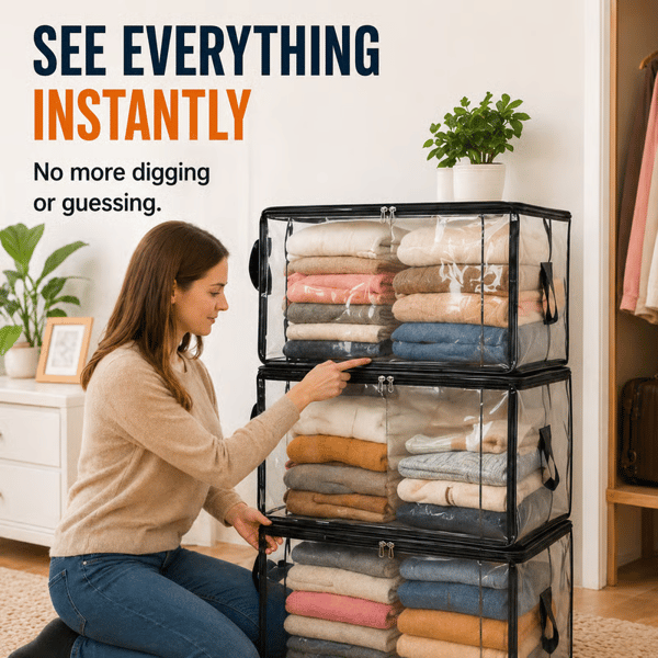 🎁 📦Large Heavy-Duty Thick Plastic Clear Storage Bag for Clothes, Moving & Storage