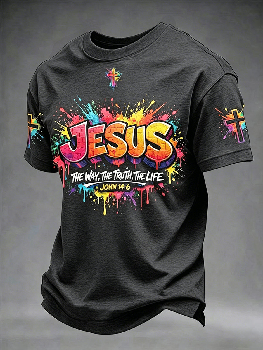 Men's Christian Jesus Cross Short Sleeve T-shirt