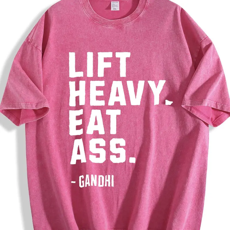 Lift Heavy Eat Ass Meme Gym Shirt Back Design | Bodybuilding Motivation Funny Pump Cover | Edgy Gym Humor Distressed Back Text Gift Tshirt