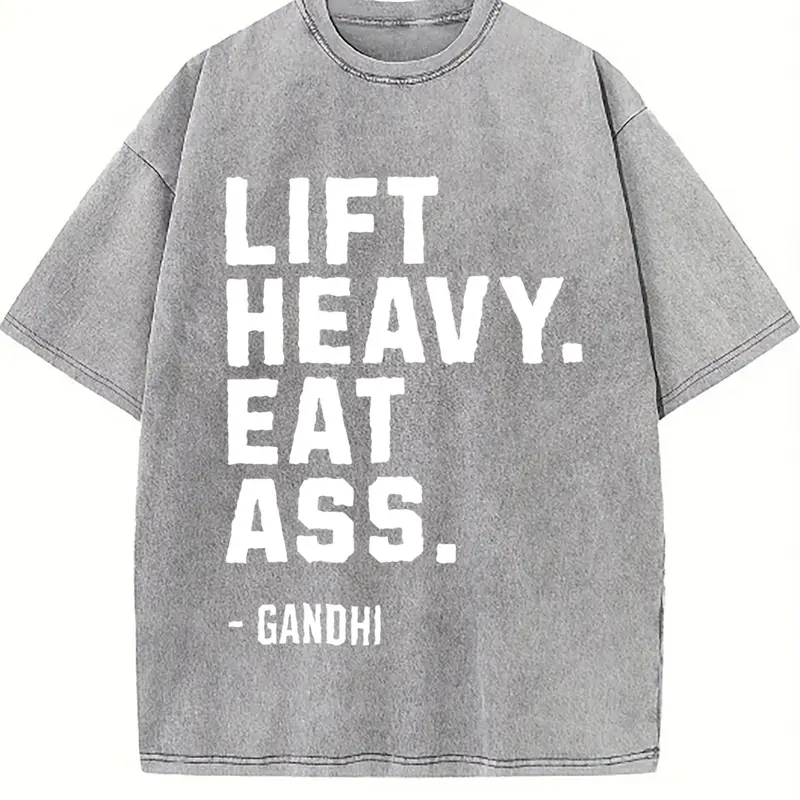 Lift Heavy Eat Ass Meme Gym Shirt Back Design | Bodybuilding Motivation Funny Pump Cover | Edgy Gym Humor Distressed Back Text Gift Tshirt
