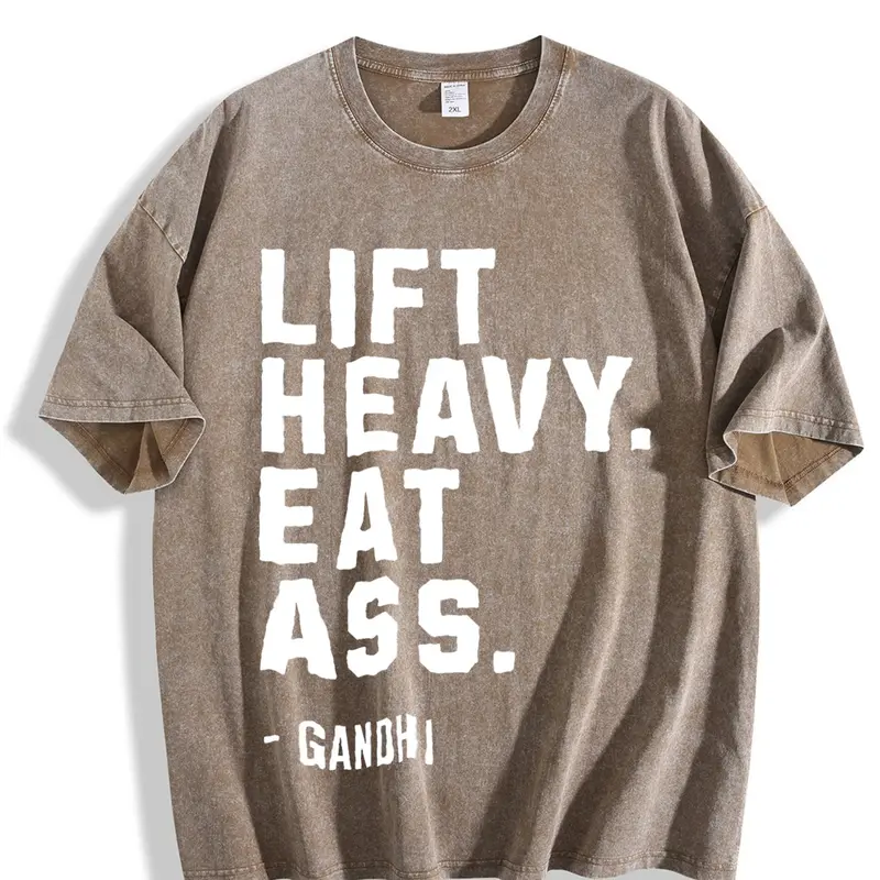 Lift Heavy Eat Ass Meme Gym Shirt Back Design | Bodybuilding Motivation Funny Pump Cover | Edgy Gym Humor Distressed Back Text Gift Tshirt