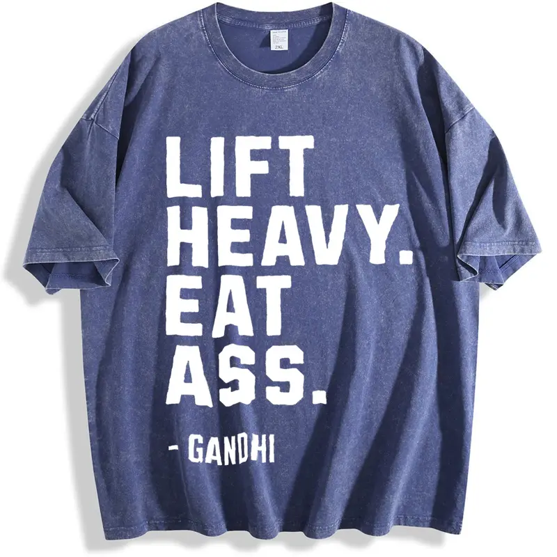 Lift Heavy Eat Ass Meme Gym Shirt Back Design | Bodybuilding Motivation Funny Pump Cover | Edgy Gym Humor Distressed Back Text Gift Tshirt