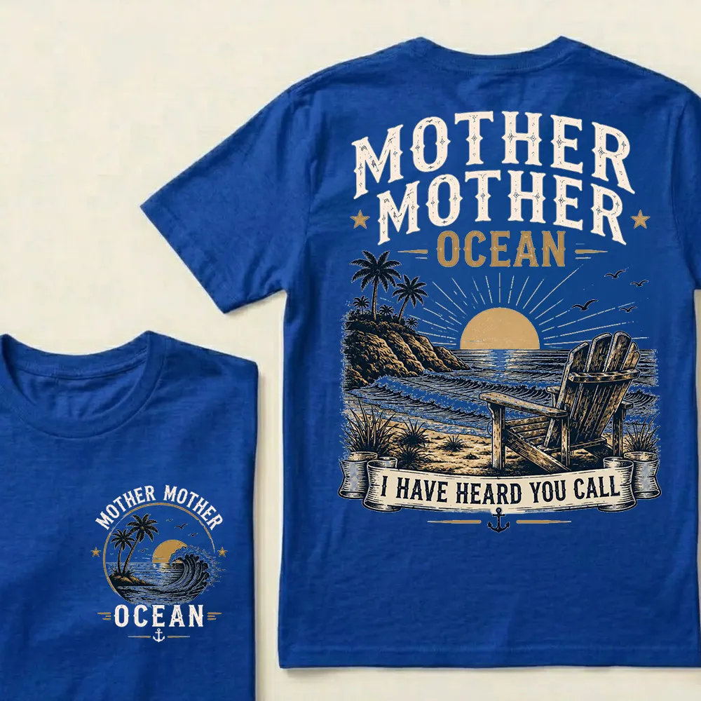"Mother Mother Ocean — I Have Heard You Call" Vintage Beach Crew Neck T-Shirt | Classic Ocean Lover Unisex Tee