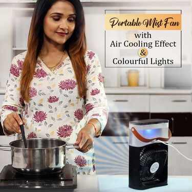 Portable Mist Fan With Air Cooling Effect & Colorful Lights