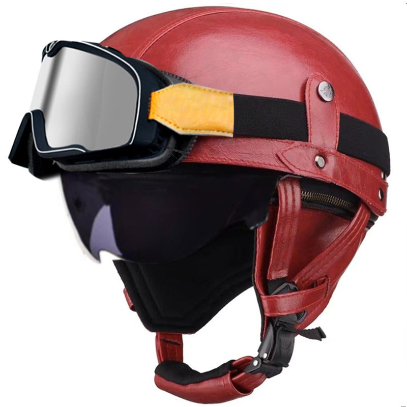 Retro German Motorcycle Half Helmet DOT Certified - I06