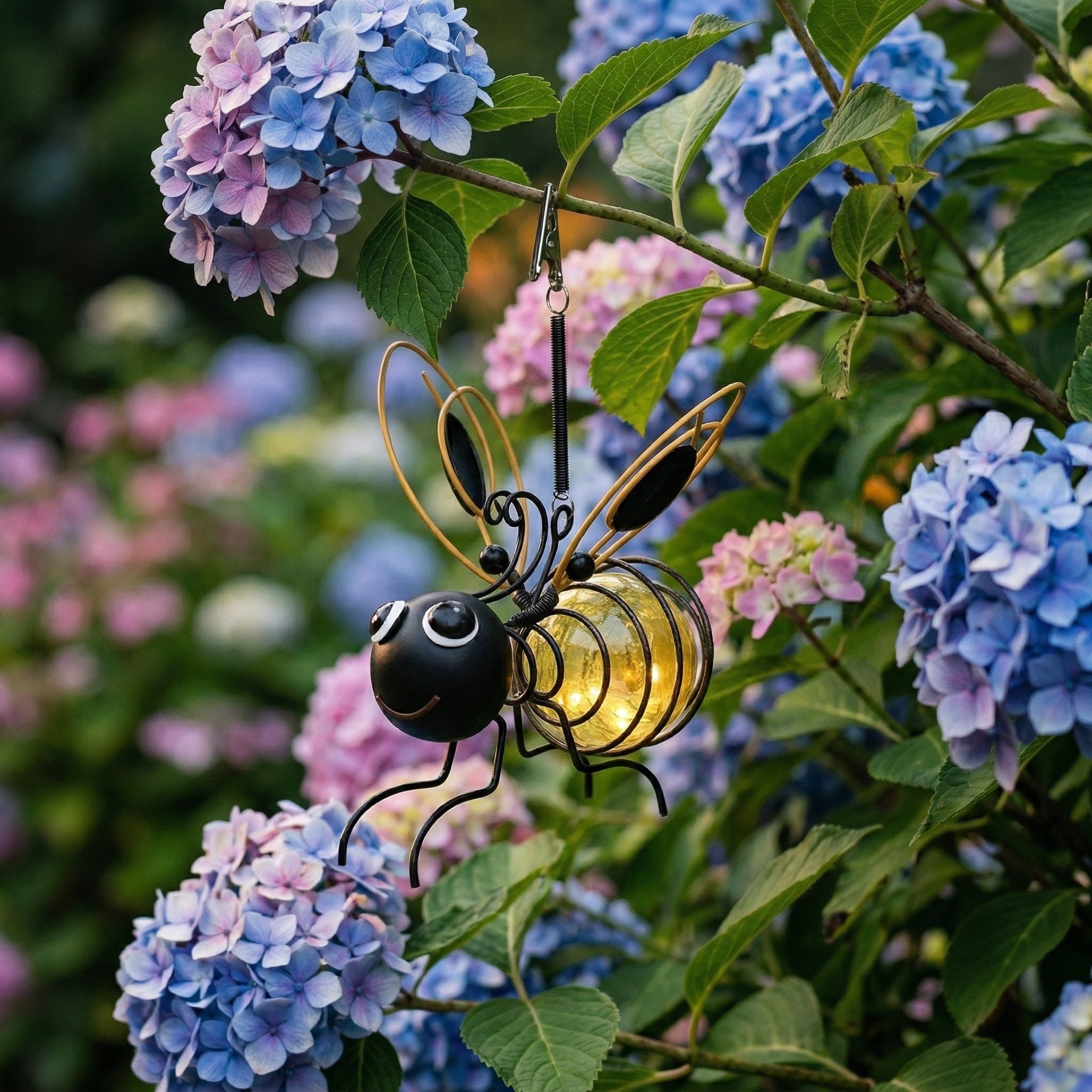 🐝Solar Bee Lanterns for Outdoors – 2-in-1 Hanging Crackle Glass Garden Lights, Waterproof Yard Decor