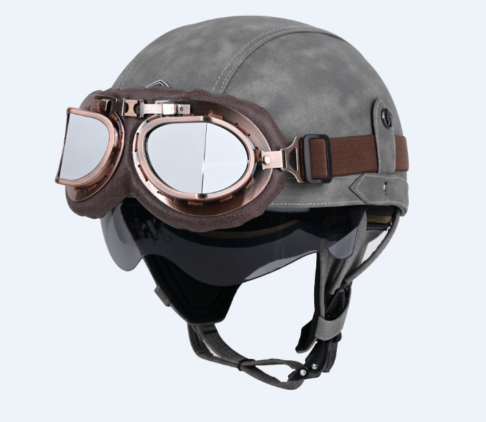 Retro German Motorcycle Half Helmet DOT Certified - I06