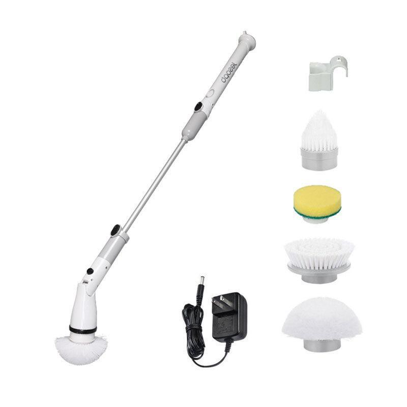 Electric Spin Scrubber,with 4 Replaceable Brush Heads and Adjustable Extension Handle