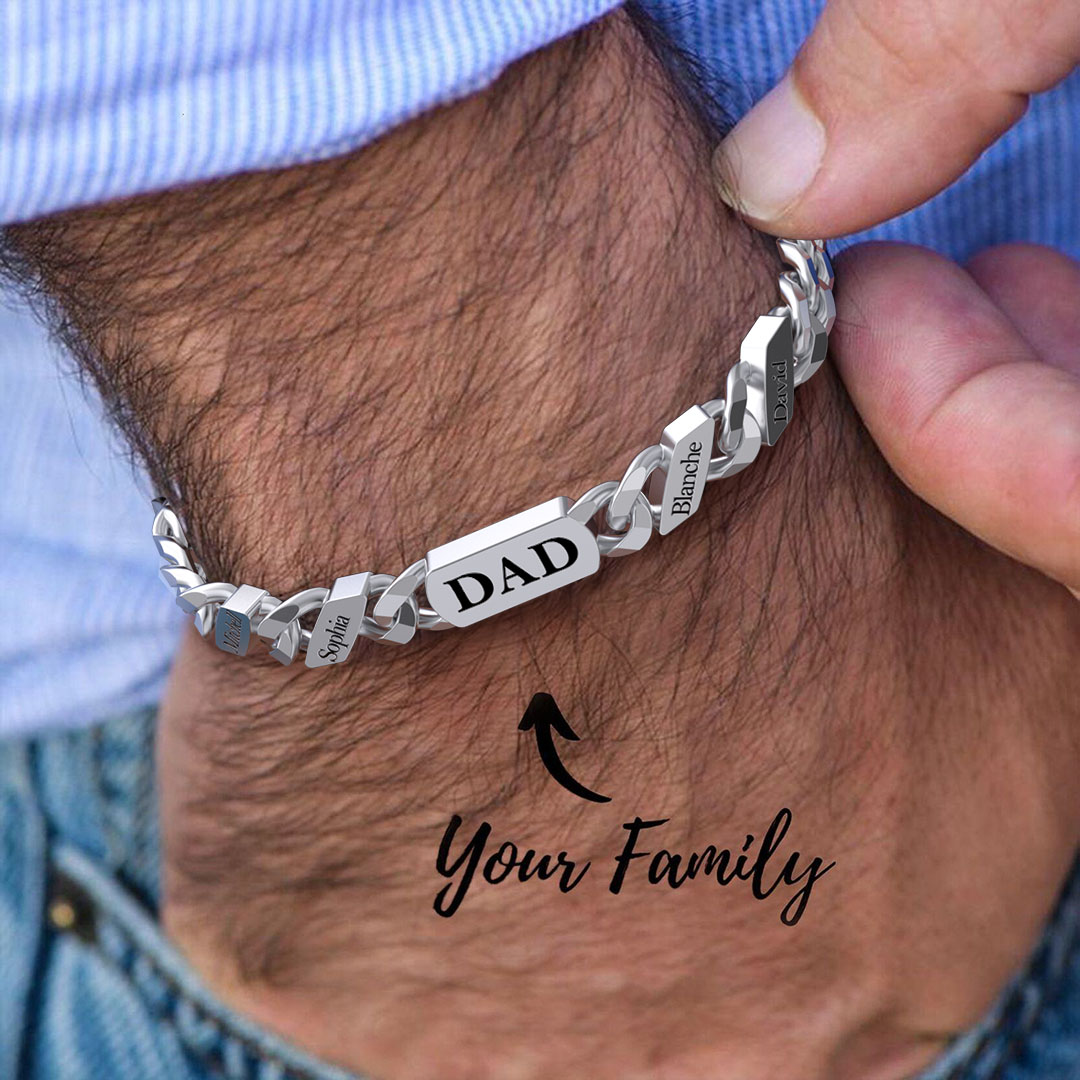 Custom Fashion Name Chain Bracelet For Father's Day Gift