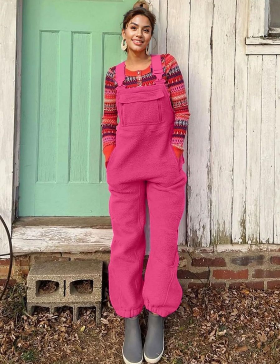 Fleece Warm Overalls Loose Casual Jumpsuits main image 0