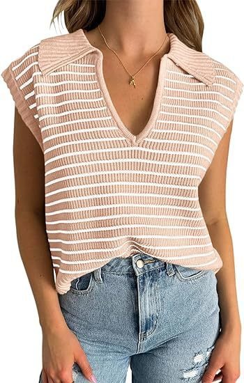 Summer Sweaters V-Neck Cap Sleeve Tops