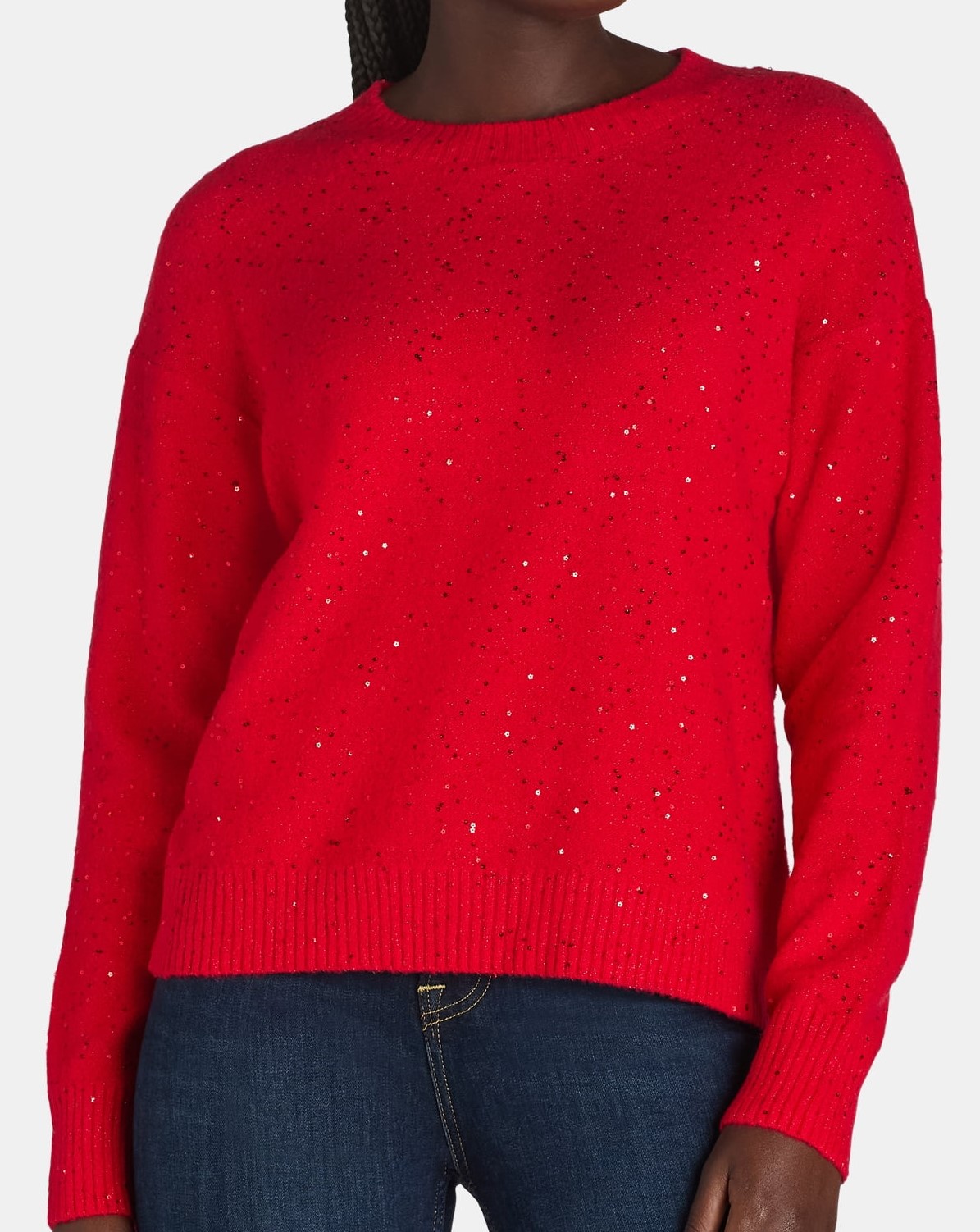 Women's Sequin Ribbed Crew Neck Sweater【Buy Two Free Shipping】
