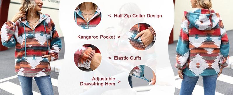 Imily Bela Women’s Oversized Hoodie Zip Up Long Sleeve Aztec Loose Fit Sweatshirts Pullover Tops