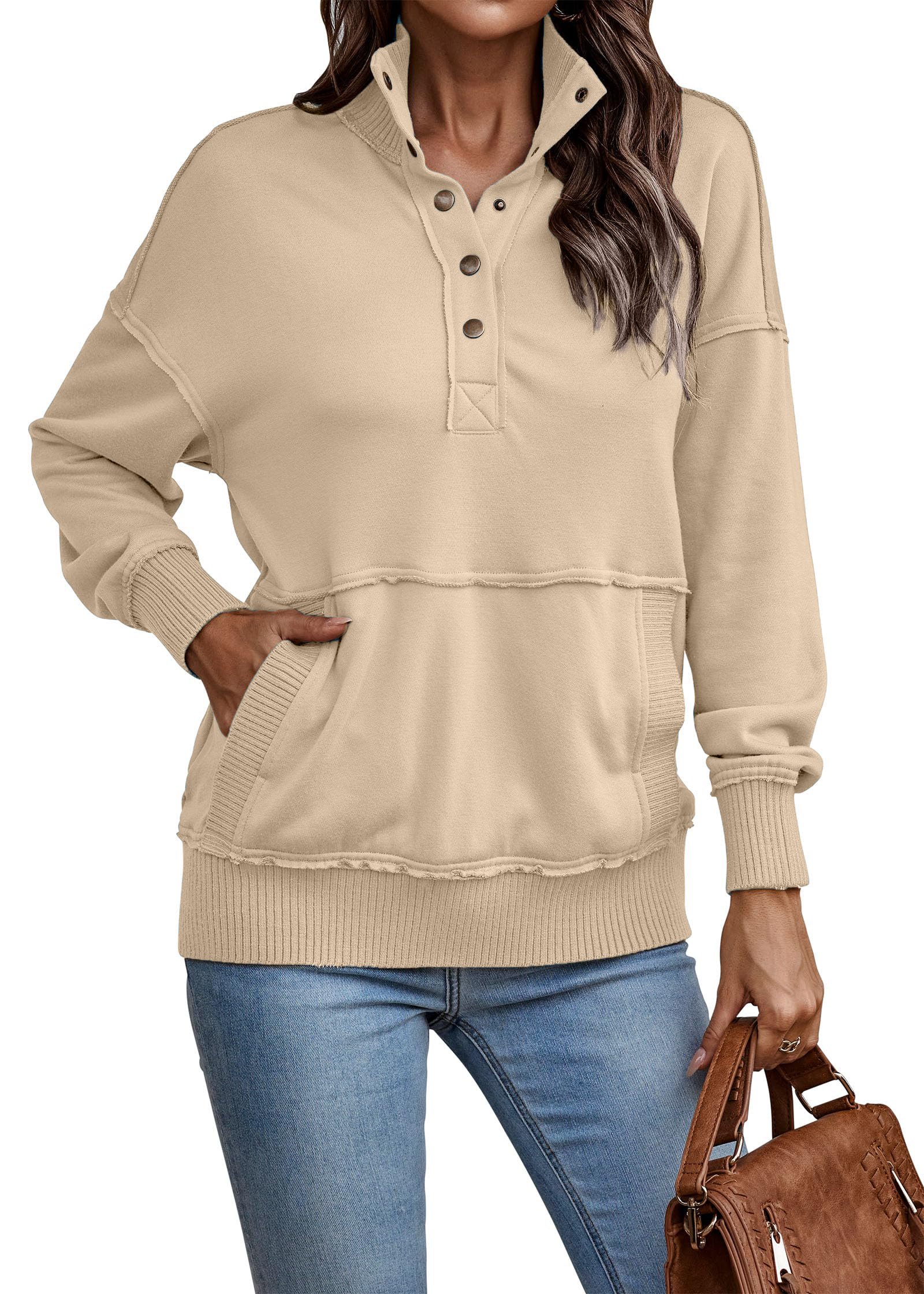 Womens Casual Button Loose Pullover Tops(Buy 2 Free Shipping)