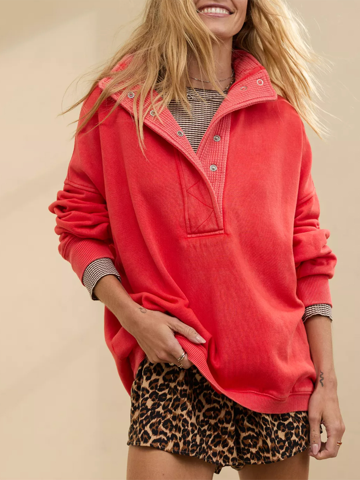 Quarter Snap Sweatshirt(Buy 2 Free Shipping)