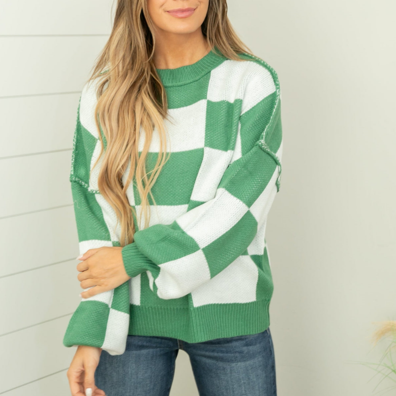 Cozy Checkered Knit Sweater (Final Days: Big Savings!!!)