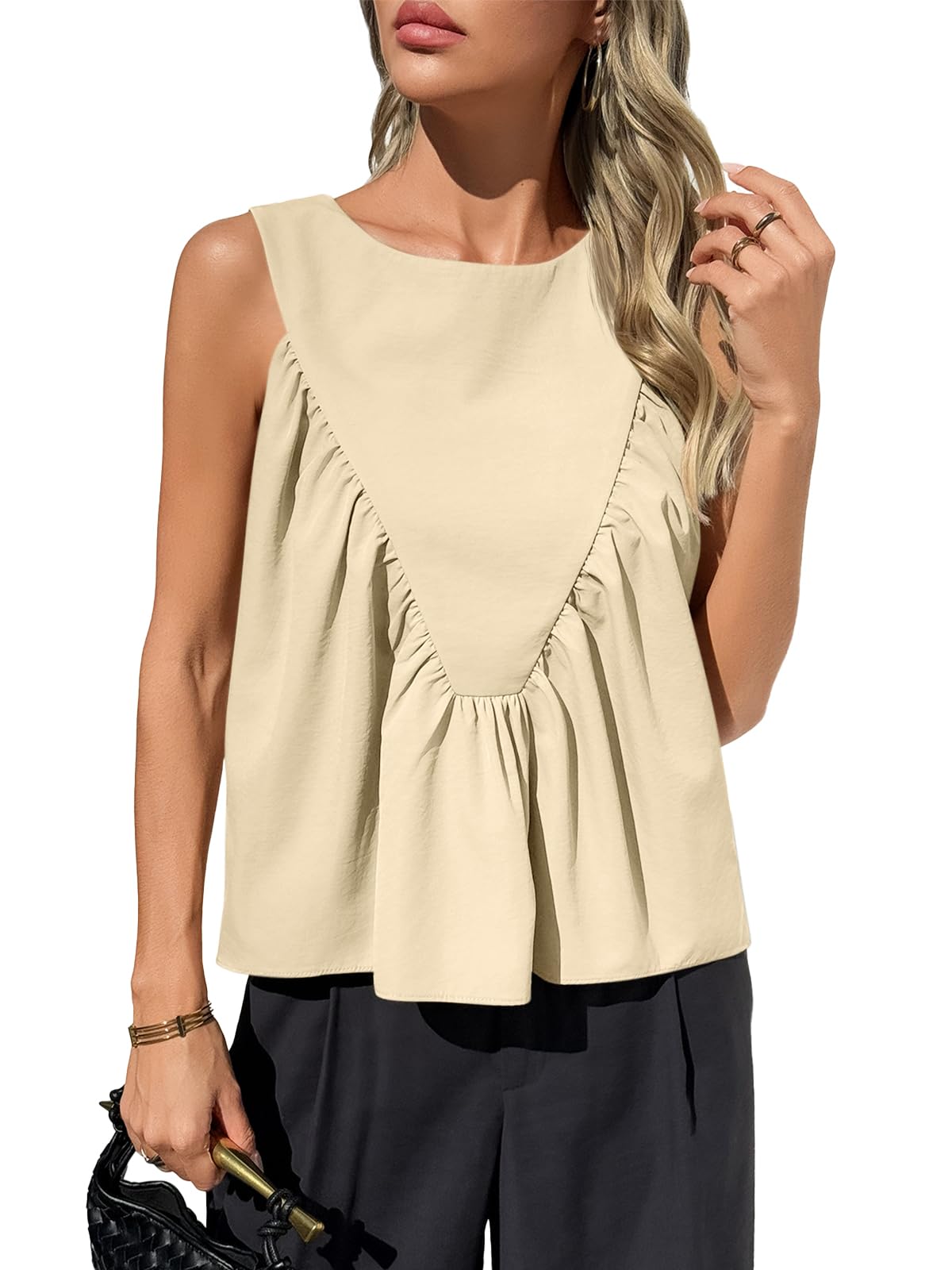 Womens Peplum Babydoll Tank Tops Summer Sleeveless Loose T Shirts (Buy 2 Free Shipping!!!)