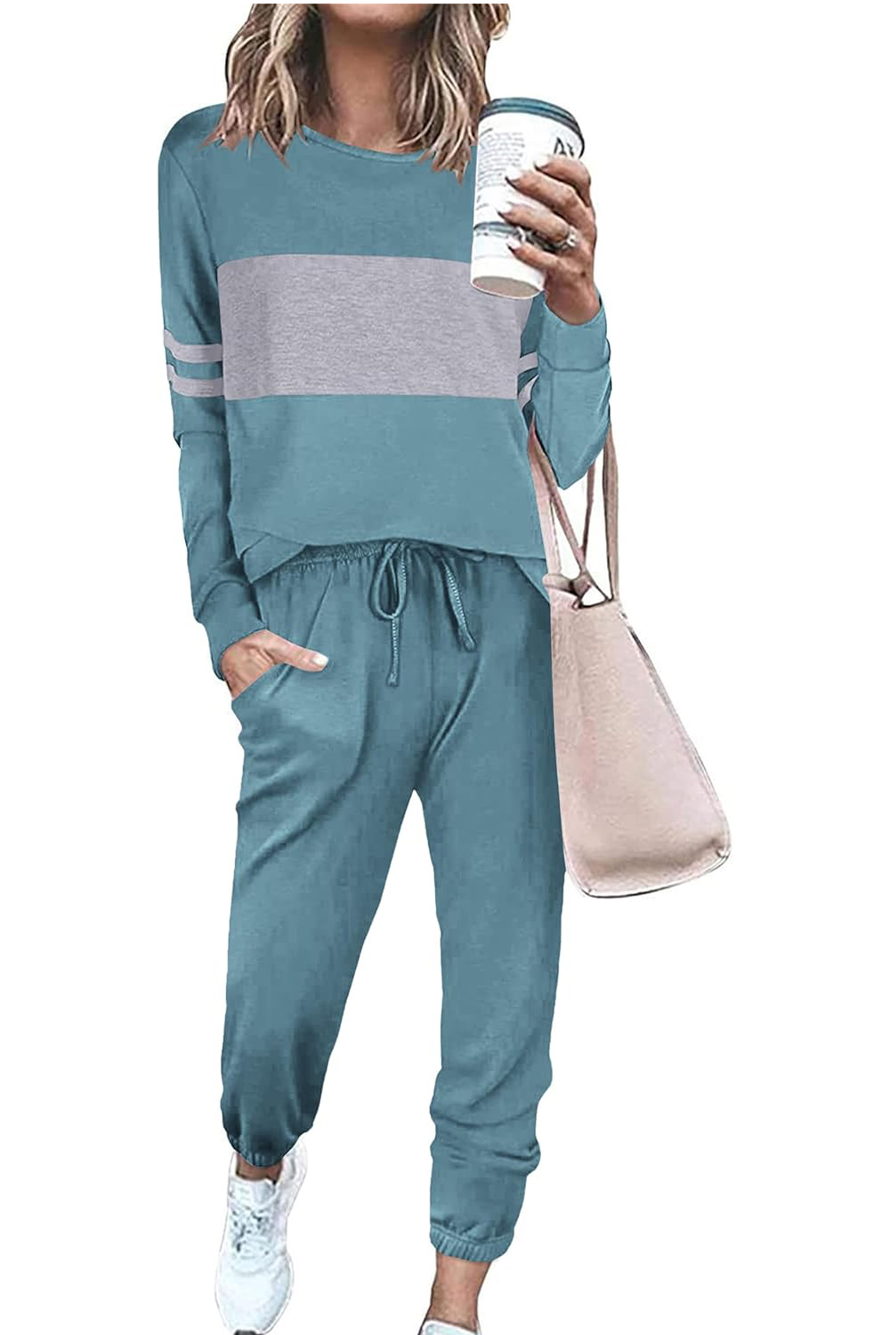 Casual Color Block 2-Piece Loungewear Set  (Final Days: Big Savings!!!)