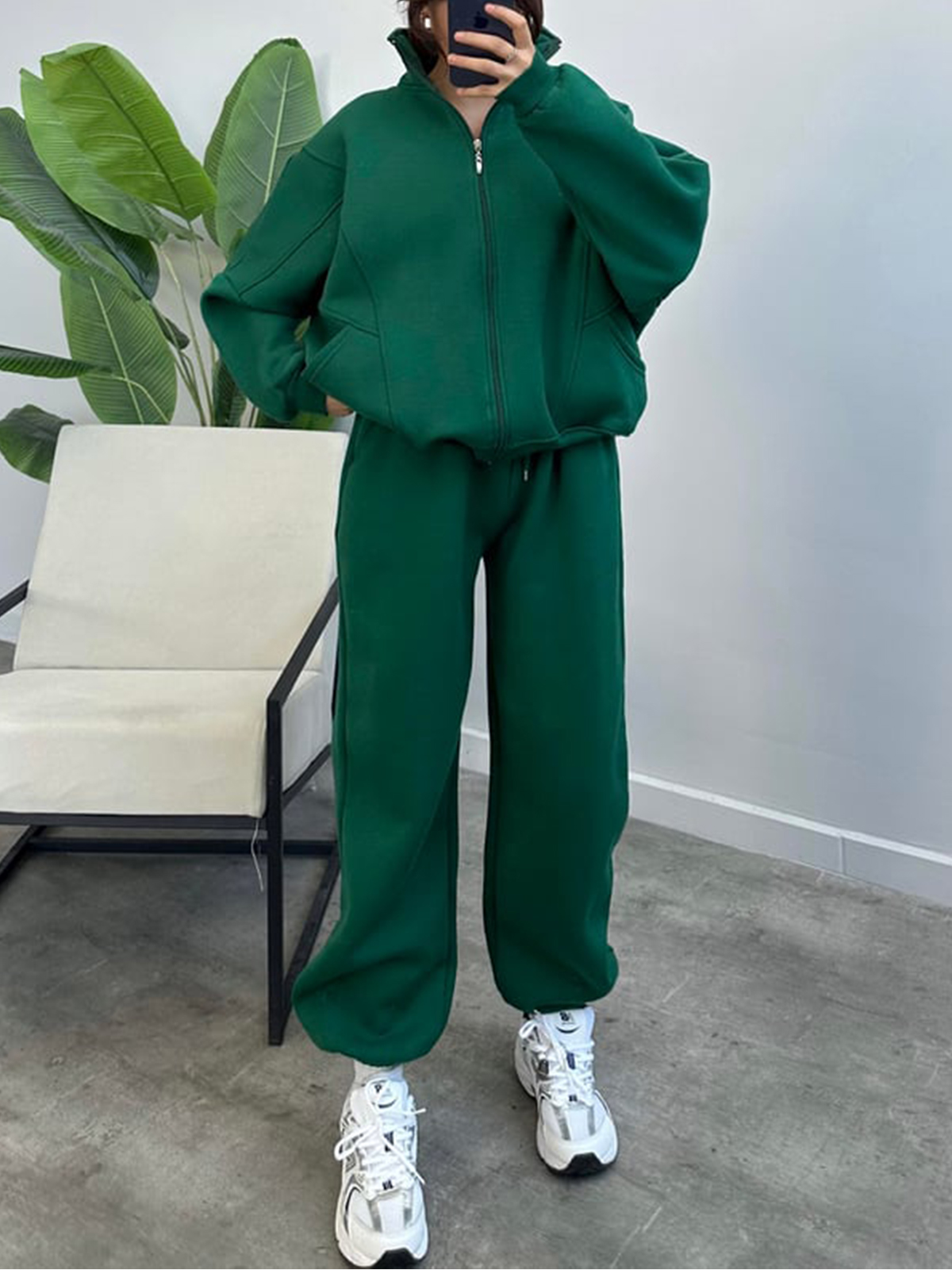 Women's 2 Piece Sets Zipper Outfits Casual Long Sleeve  Sweatsuits Sets