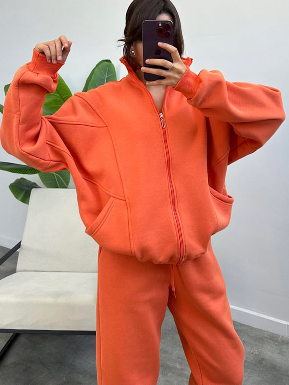 Women's 2 Piece Sets Zipper Outfits Casual Long Sleeve  Sweatsuits Sets