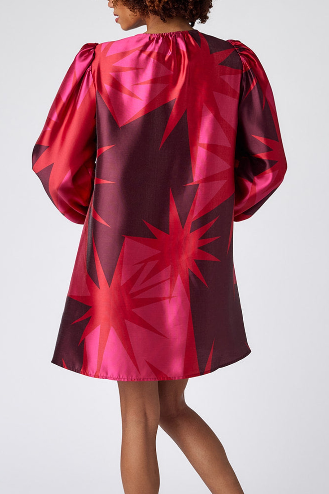 Contrast Print Puff Sleeve Dress (BUY 2 FREE SHIPPING)