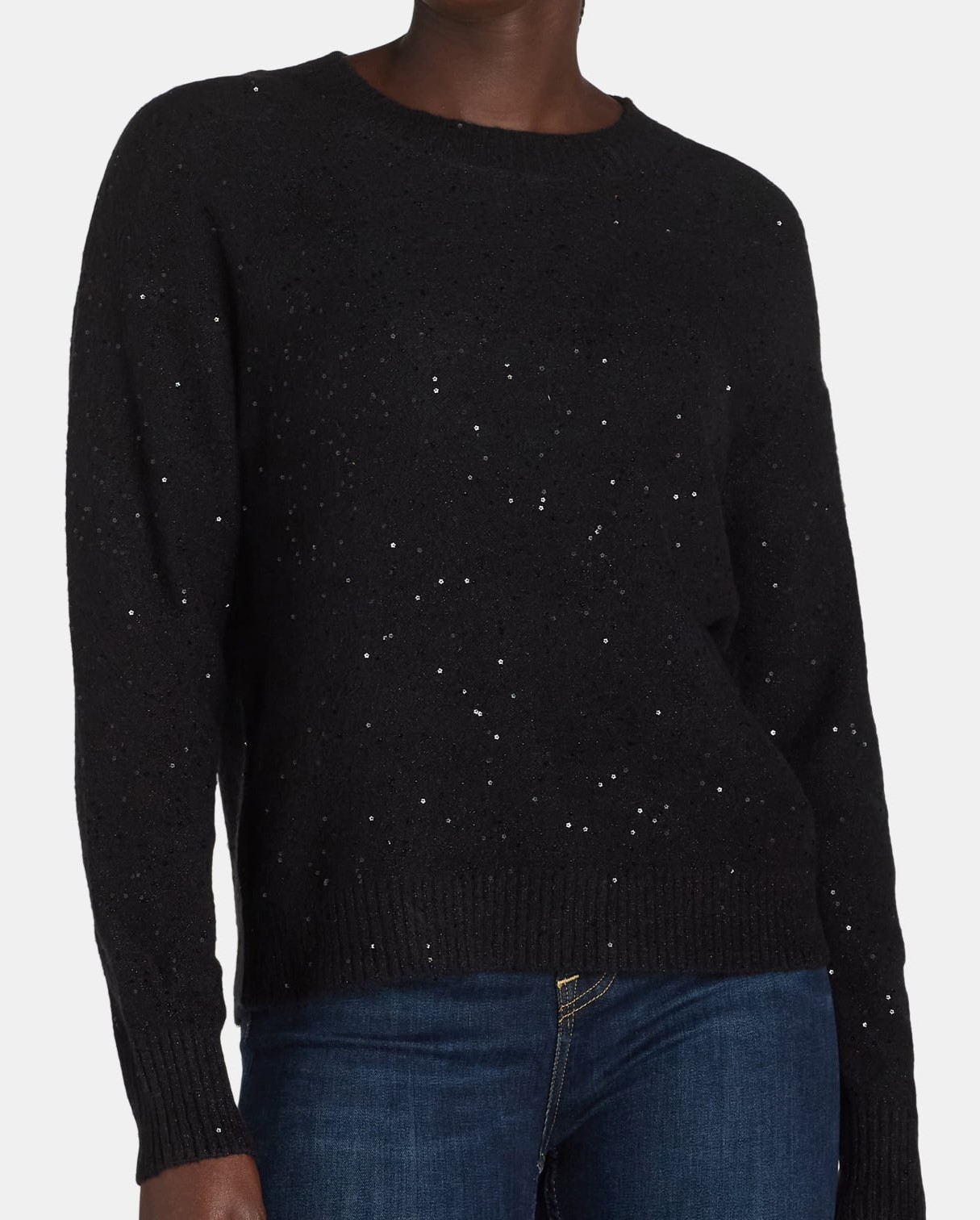 Women's Sequin Ribbed Crew Neck Sweater【Buy Two Free Shipping】