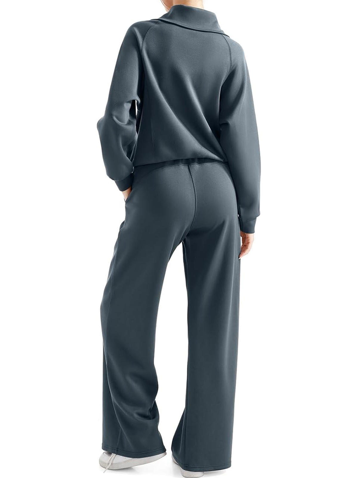 Women 2 Piece Lounge Matching Set Wide Leg Sweatpant Half Zip Sweatshirt