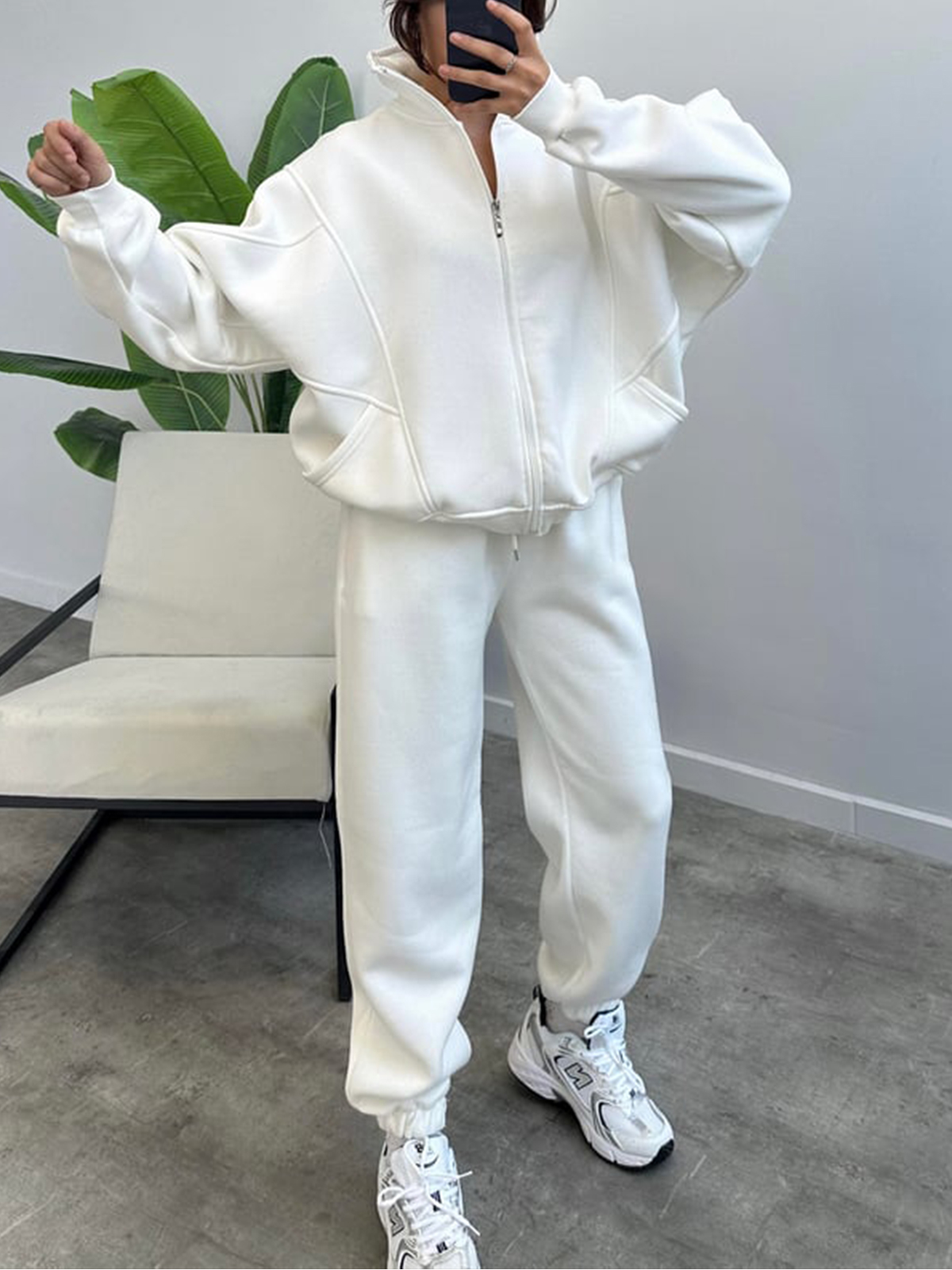 Women's 2 Piece Sets Zipper Outfits Casual Long Sleeve  Sweatsuits Sets