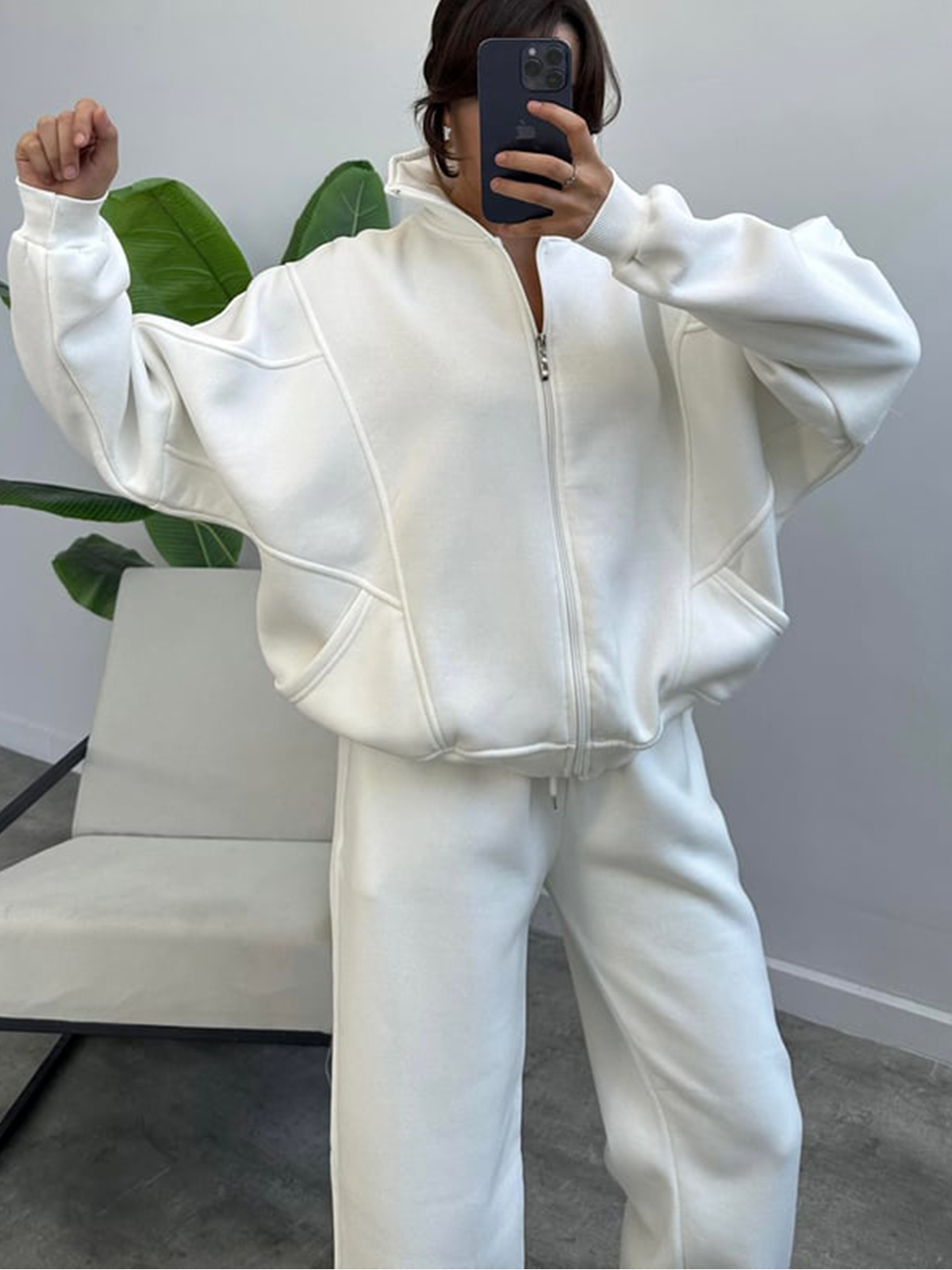 Women's 2 Piece Sets Zipper Outfits Casual Long Sleeve  Sweatsuits Sets