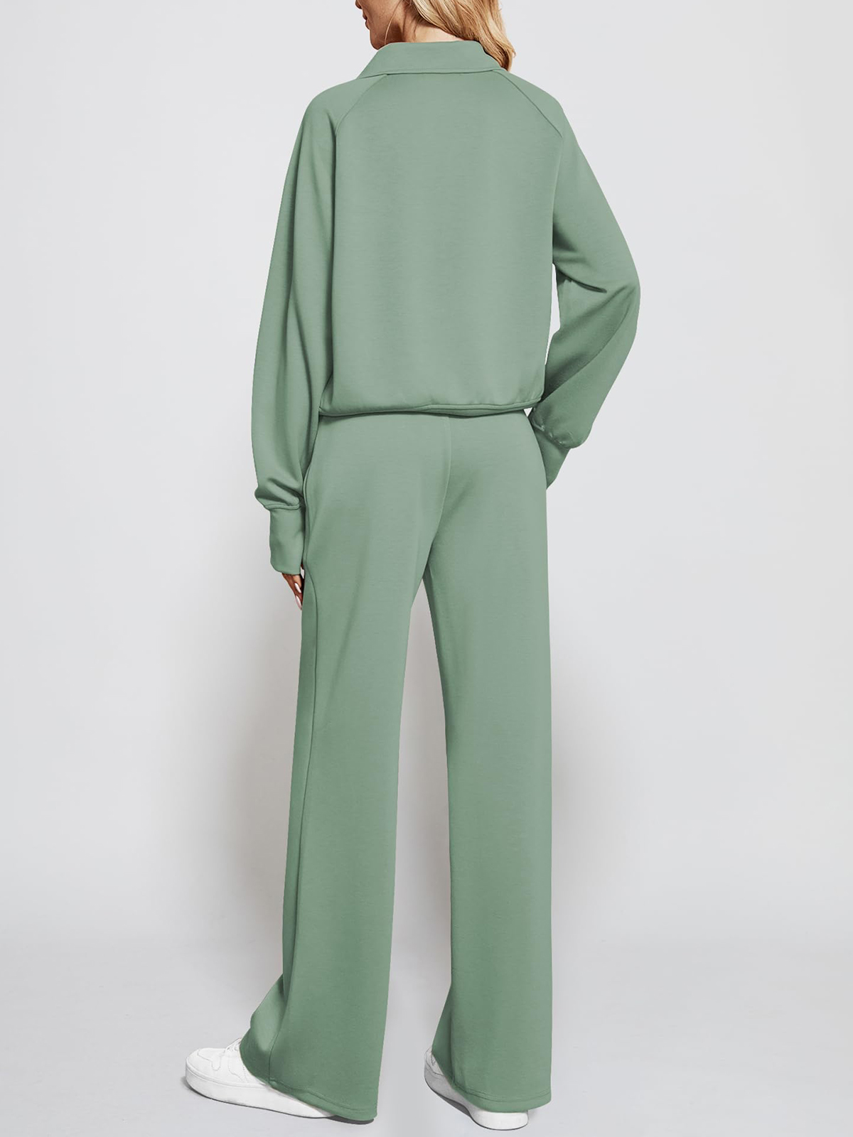 Women's Oversized Half Zip Wide Leg 2 Piece Outfits Lounge Set