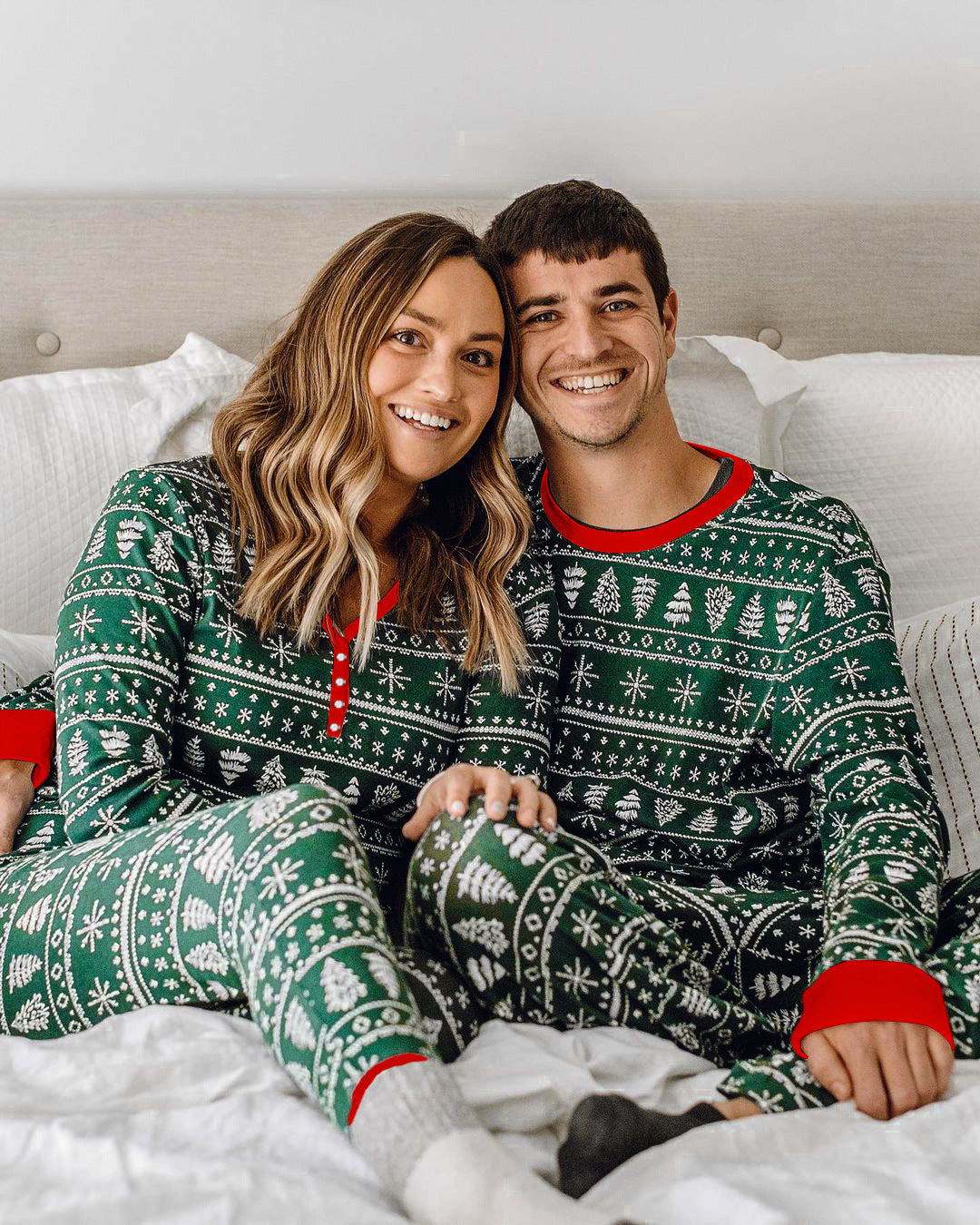 Green Family Pajamas 2-piece Set-Pink Laura