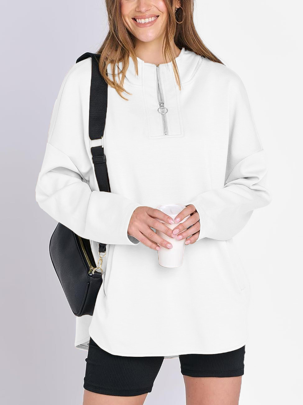 2024 Women's Oversized Quarter Zip Tunic Hoodie (Buy 2 Free Shipping)