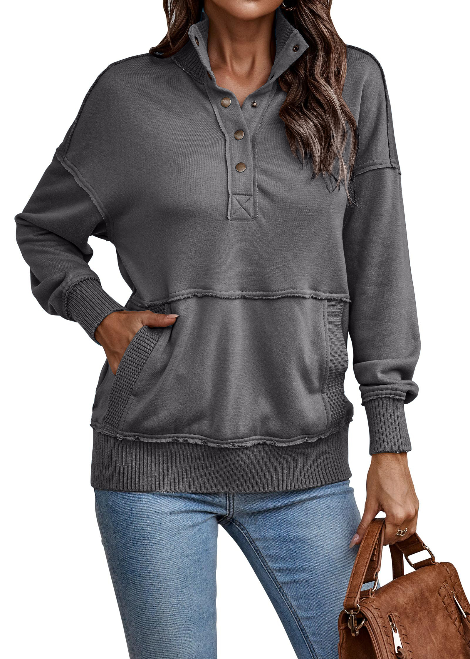 Womens Casual Button Loose Pullover Tops(Buy 2 Free Shipping)