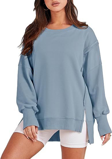 ✨ Women's Oversized Crew Neck Sweatshirt Slit Pullover(Buy 2 Free Shipping)